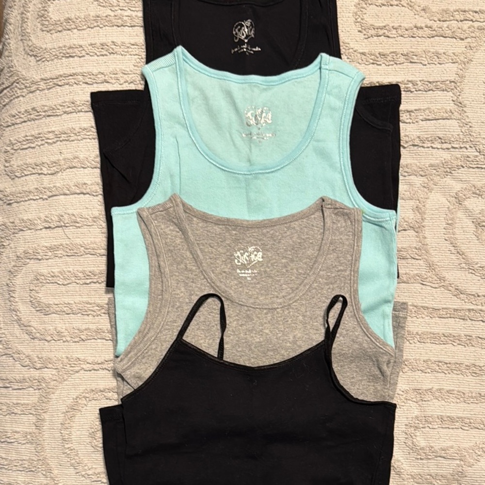 Black, Gray, and Blue Tank Tops Set
